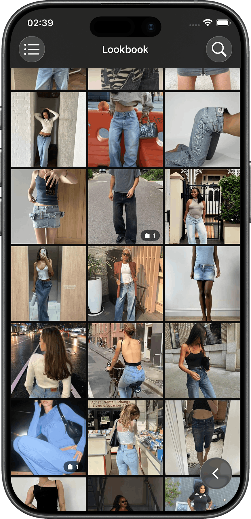 WEARHOUSE app screen 2