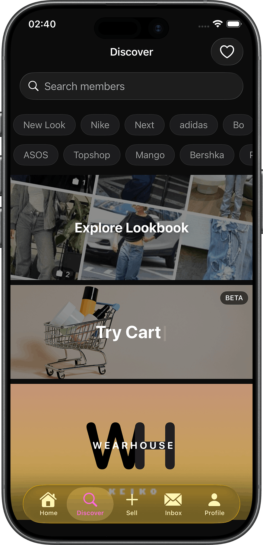 WEARHOUSE app screen 7
